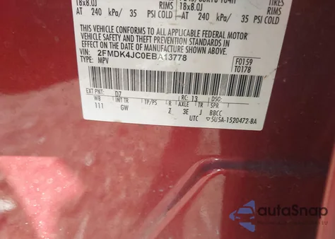 2014 Ford Edge Sel z USA, uszkodzony, nr VIN 2FMDK4JC0EBA13778